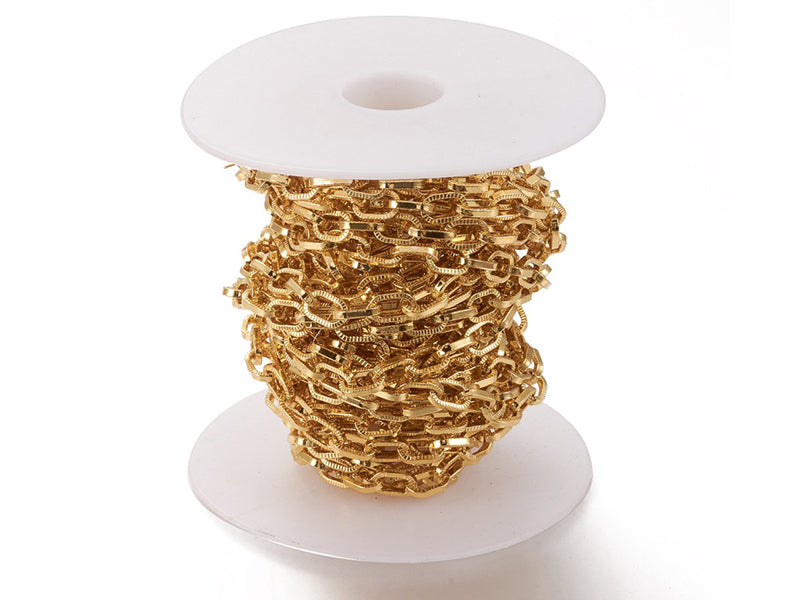 achat Chaîne forçat texturée - 8x5 mm - doré à l'or fin 18 K x 20 cm