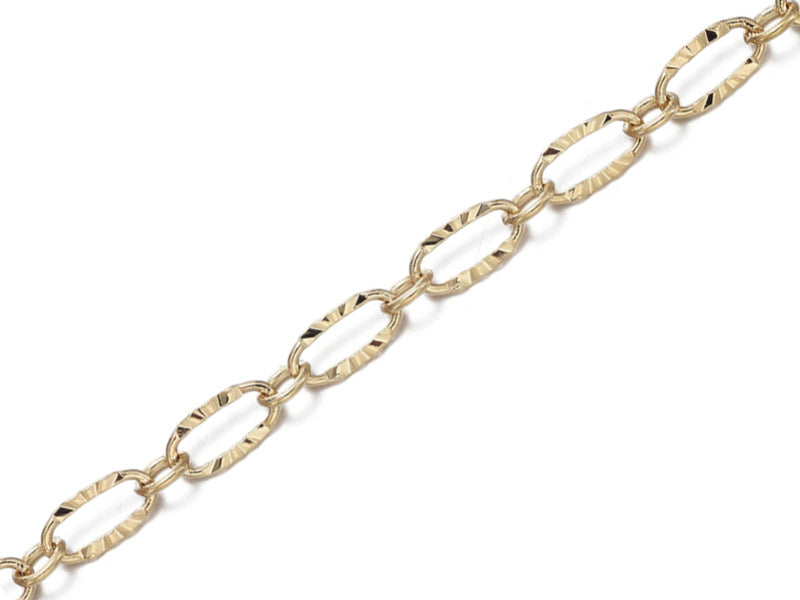 Achat Chaine figaro texturée 6,2 x 3,3 mm - doré à l'or fin 18 K x 20 cm