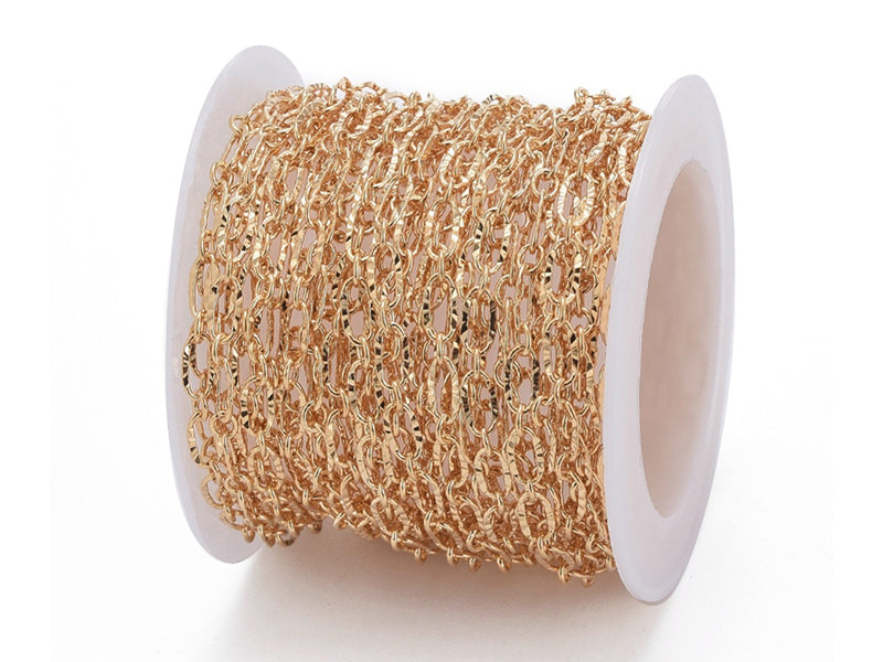 achat Chaine figaro texturée 6,2 x 3,3 mm - doré à l'or fin 18 K x 20 cm