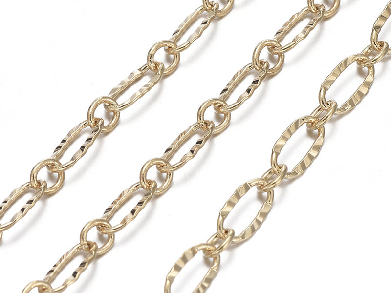 achat Chaine figaro texturée 6,2 x 3,3 mm - doré à l'or fin 18 K x 20 cm