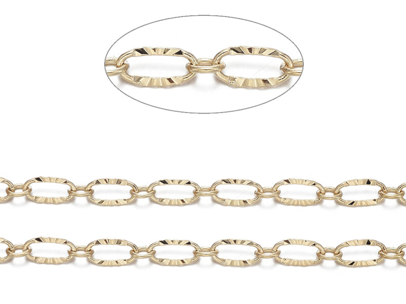 achat Chaine figaro texturée 6,2 x 3,3 mm - doré à l'or fin 18 K x 20 cm