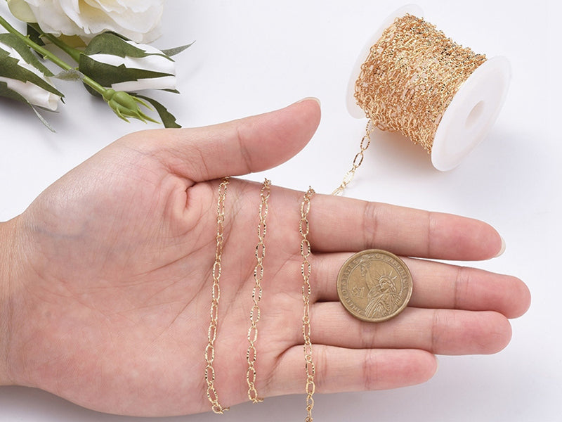 achat Chaine figaro texturée 6,2 x 3,3 mm - doré à l'or fin 18 K x 20 cm