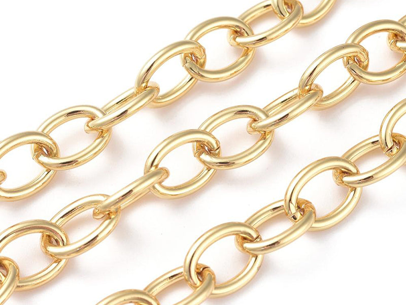 Achat Chaîne jaseron ovale 11 x 8 mm - doré à l'or fin 18 K x 20 cm