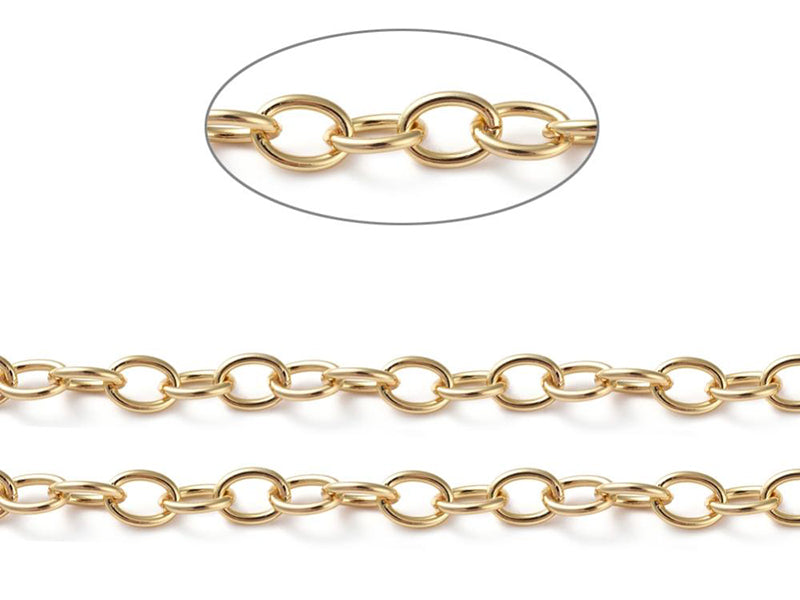 achat Chaîne jaseron ovale 11 x 8 mm - doré à l'or fin 18 K x 20 cm