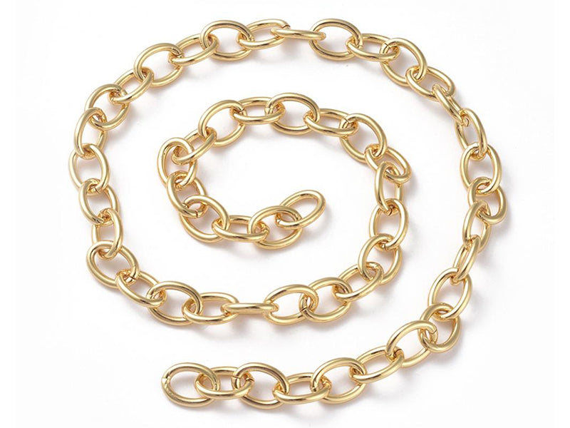 achat Chaîne jaseron ovale 11 x 8 mm - doré à l'or fin 18 K x 20 cm