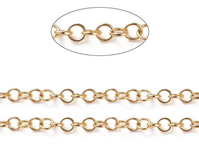 achat Chaîne jaseron 3,5 mm - doré à l'or fin 18 K x 20 cm