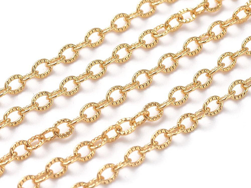 Achat Chaîne ovale texturée 2,5 x 3,5 mm - doré à l'or fin 18 K x 20 cm