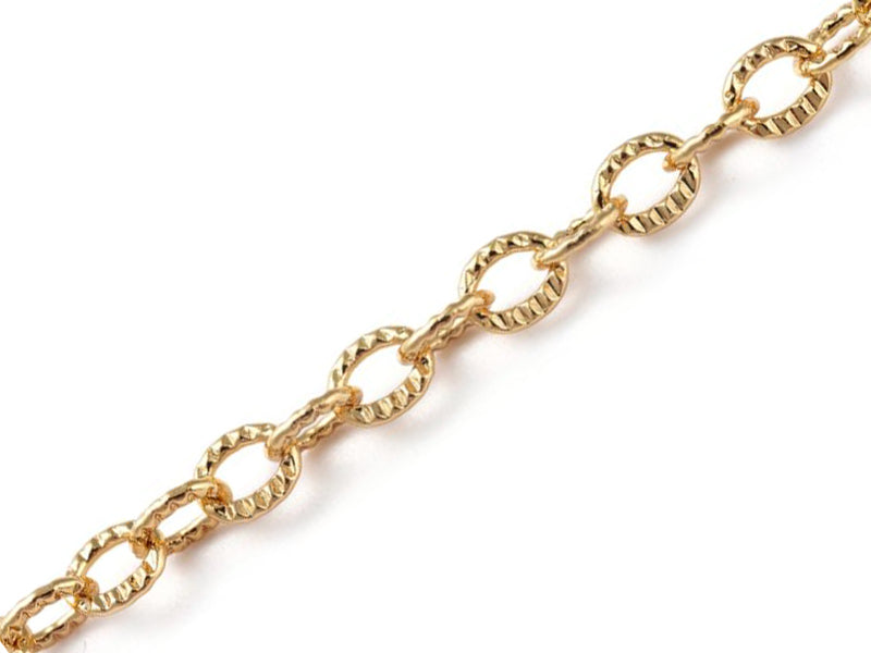 Achat Chaîne ovale texturée 2,5 x 3,5 mm - doré à l'or fin 18 K x 20 cm