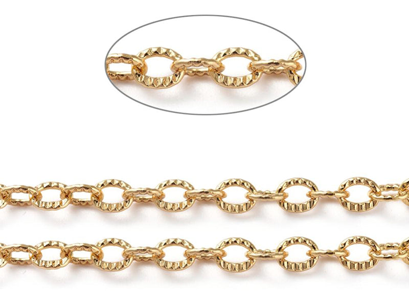achat Chaîne ovale texturée 2,5 x 3,5 mm - doré à l'or fin 18 K x 20 cm
