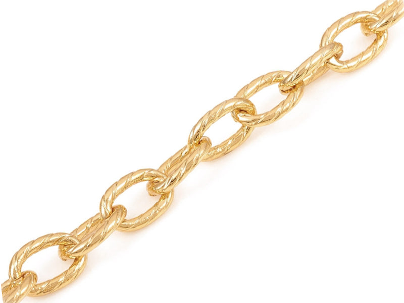 Achat Chaîne maillons ovales effet torsadé 10 x 6,5 mm  - doré à l'or fin 18 K x 20 cm