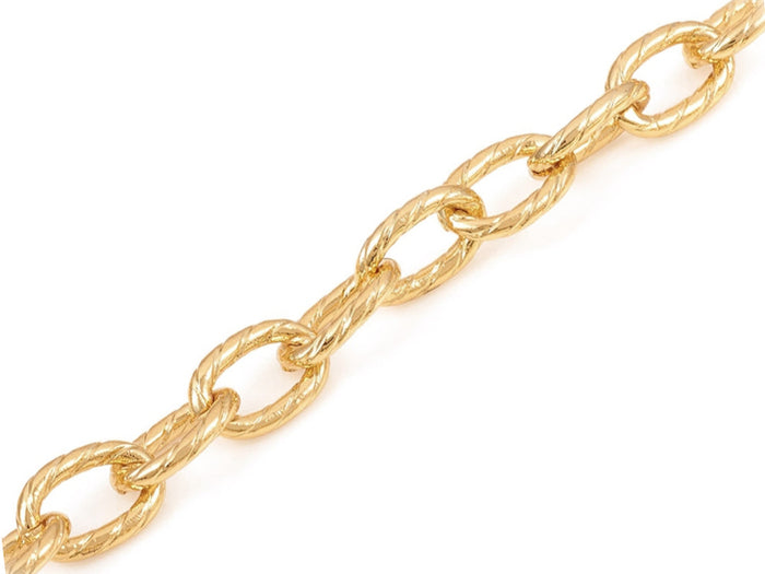 Achat Chaîne maillons ovales effet torsadé 10 x 6,5 mm  - doré à l'or fin 18 K x 20 cm