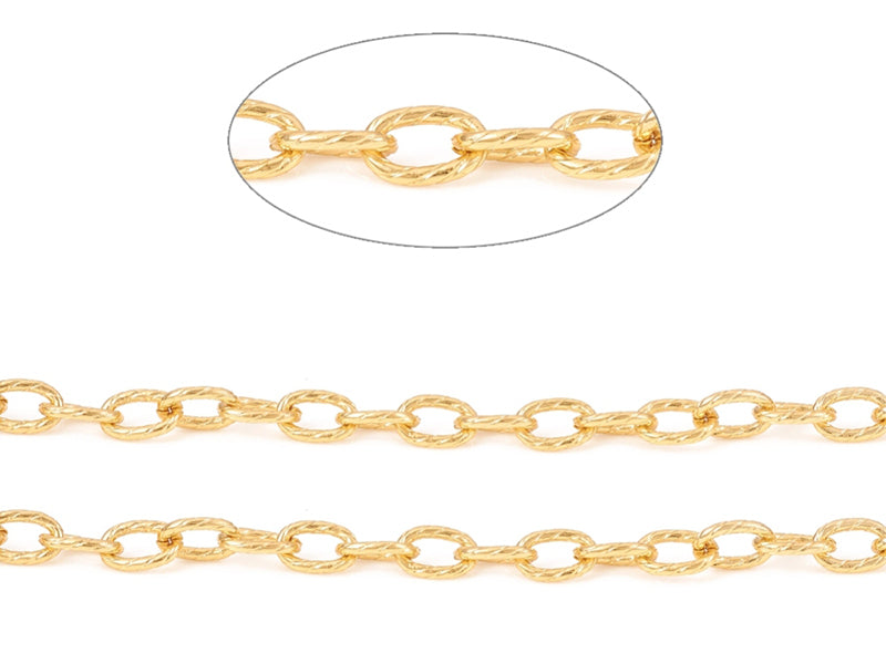 achat Chaîne maillons ovales effet torsadé 10 x 6,5 mm  - doré à l'or fin 18 K x 20 cm