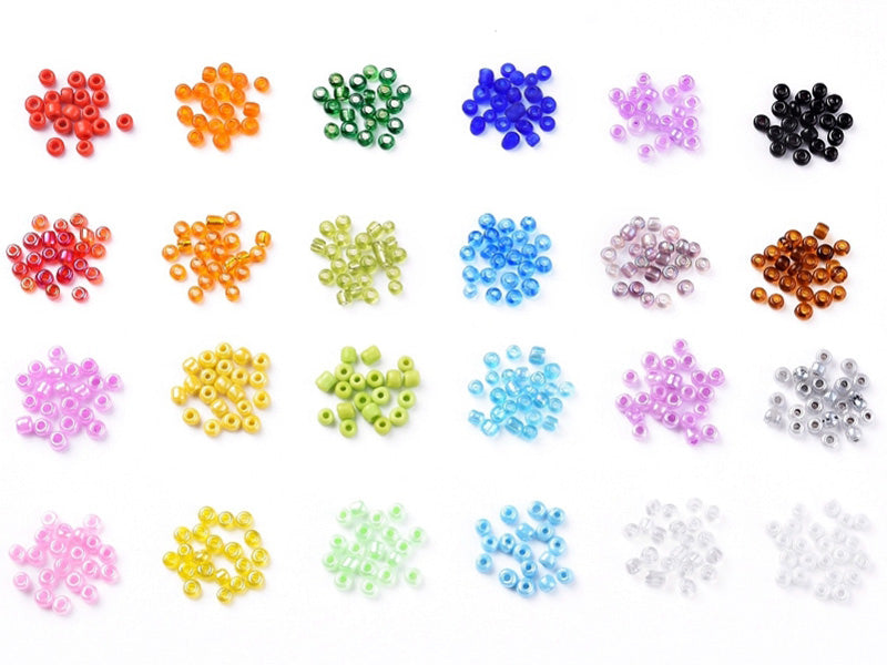 Achat Boite de 24 couleurs de perles de rocailles multicolores - 3 mm