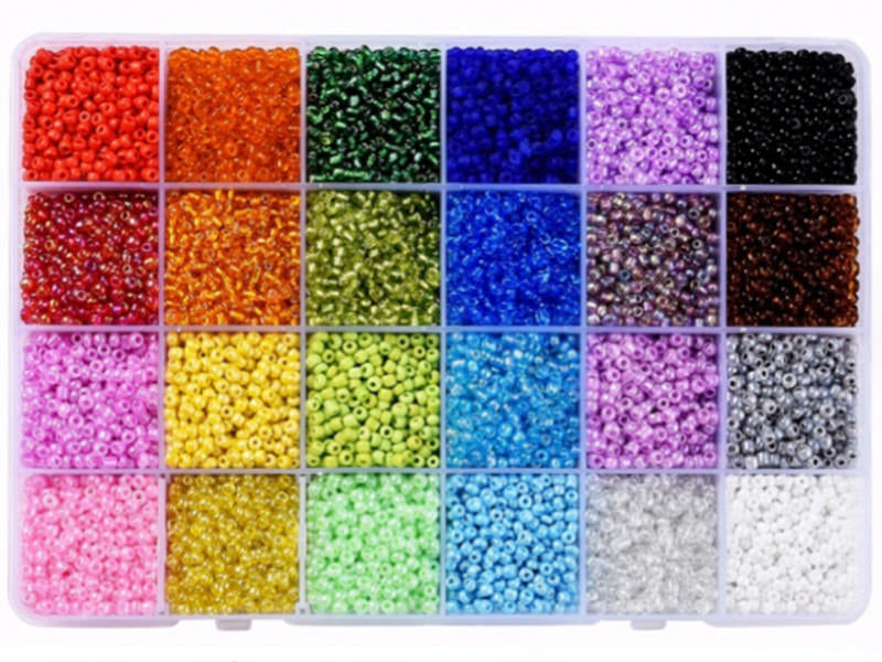 Achat Boite de 24 couleurs de perles de rocailles multicolores - 3 mm