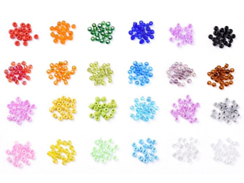 achat Boite de 24 couleurs de perles de rocailles multicolores - 3 mm