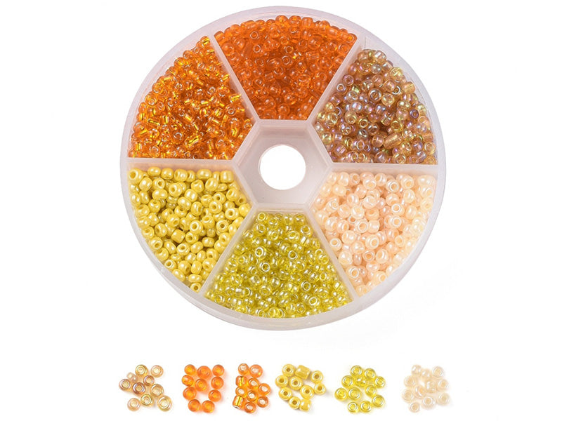 Achat Boite de 60 grammes de perles de rocailles 3mm - Mix jaune et orange