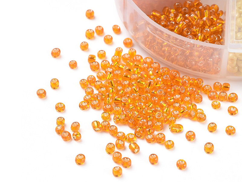 achat Boite de 60 grammes de perles de rocailles 3mm - Mix jaune et orange