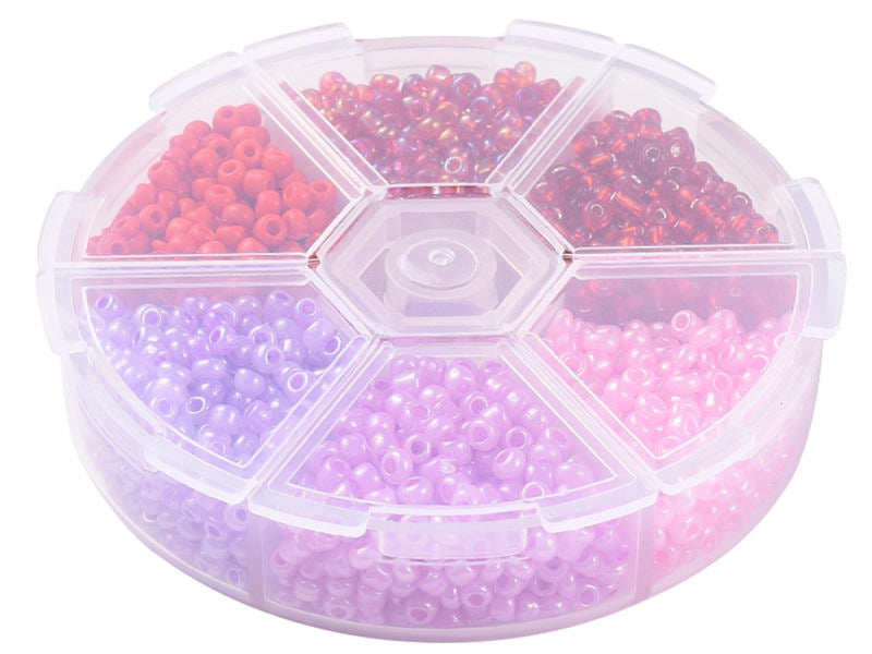 Achat Boite de 60 grammes de perles de rocailles 3mm - Mix rose et rouge
