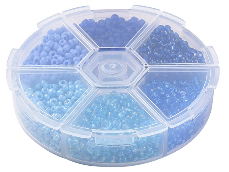 Achat Boite de 60 grammes de perles de rocailles 3mm - Mix bleu