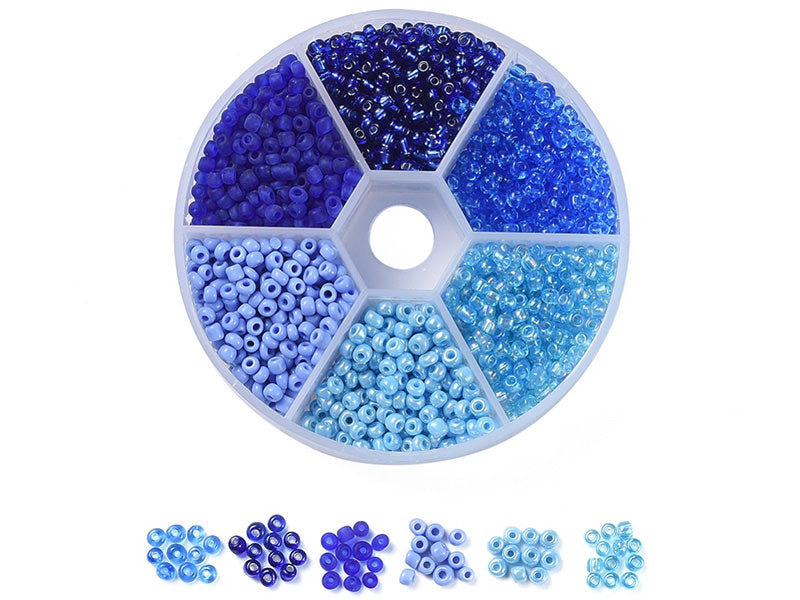 Achat Boite de 60 grammes de perles de rocailles 3mm - Mix bleu