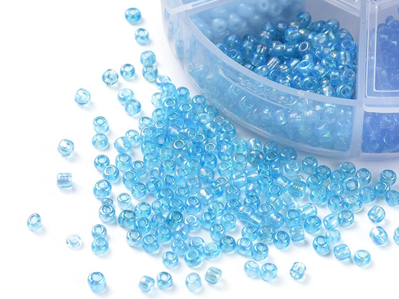 achat Boite de 60 grammes de perles de rocailles 3mm - Mix bleu