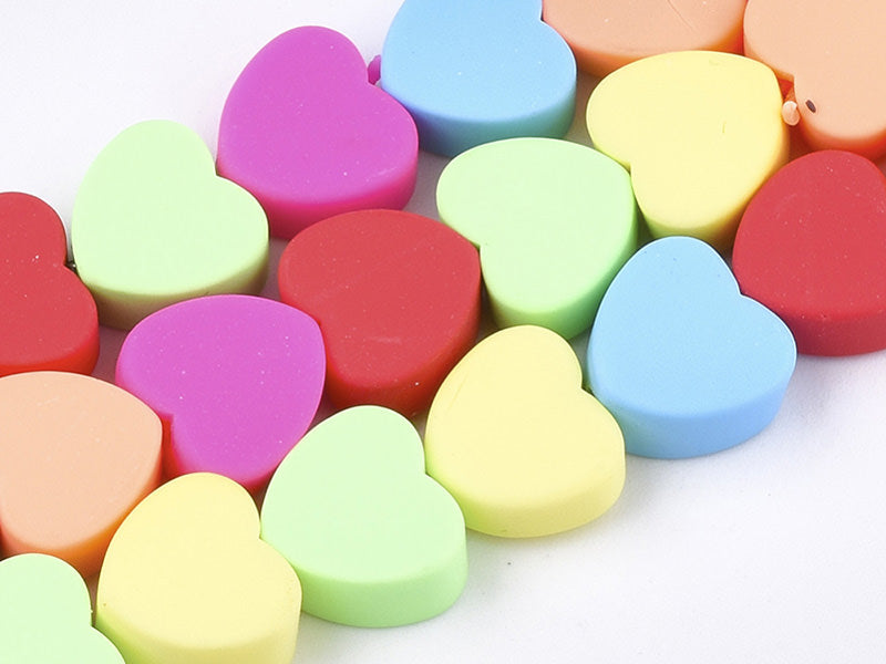 Achat 20 perles coeurs en pâte polymère - multicolore - 9 mm