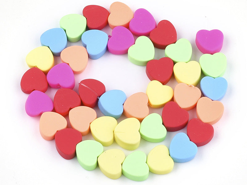 Achat 20 perles coeurs en pâte polymère - multicolore - 9 mm