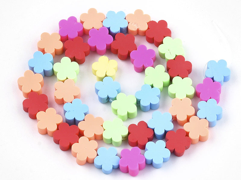Achat 20 perles fleurs en pâte polymère - multicolore - 9 mm
