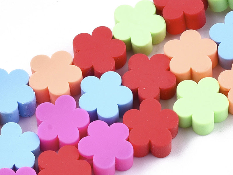 achat 20 perles fleurs en pâte polymère - multicolore - 9 mm
