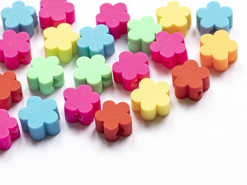 Achat 20 perles fleurs en pâte polymère - multicolore - 9 mm