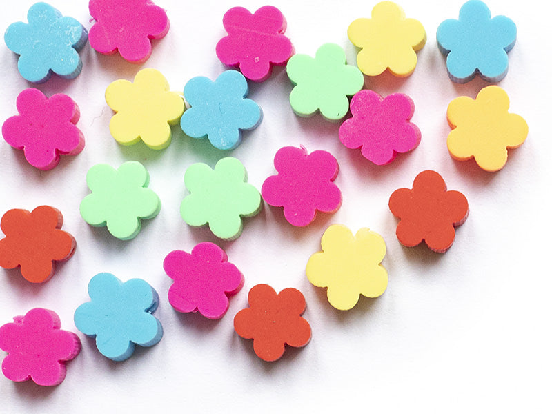 achat 20 perles fleurs en pâte polymère - multicolore - 9 mm