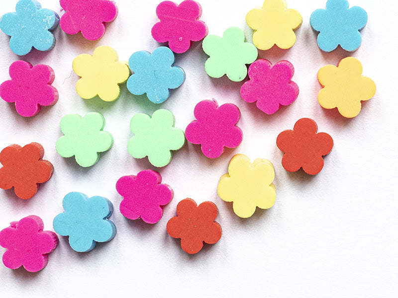 achat 20 perles fleurs en pâte polymère - multicolore - 9 mm