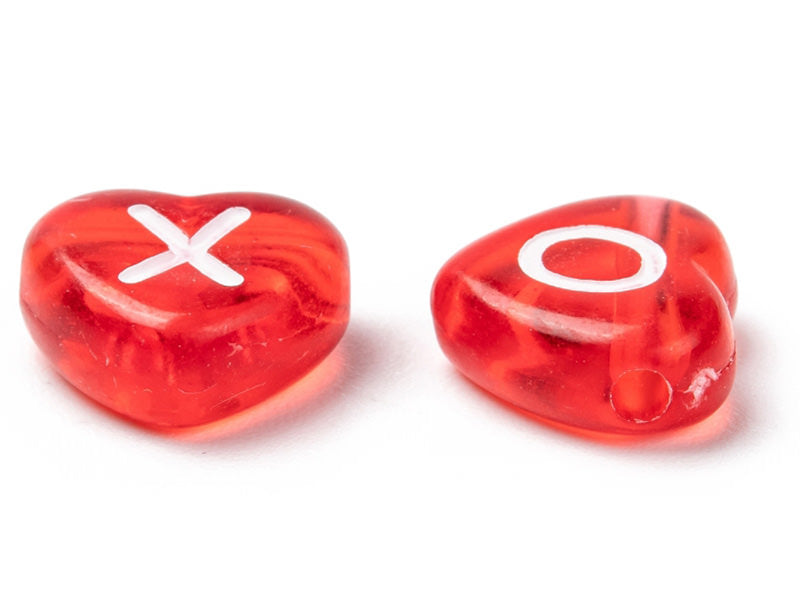 achat 200 perles cœur en plastique - lettres alphabet - 11 mm