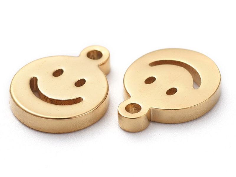 Achat Pendentif en acier inoxydable 304 doré - pendentif sourire - 8x6mm