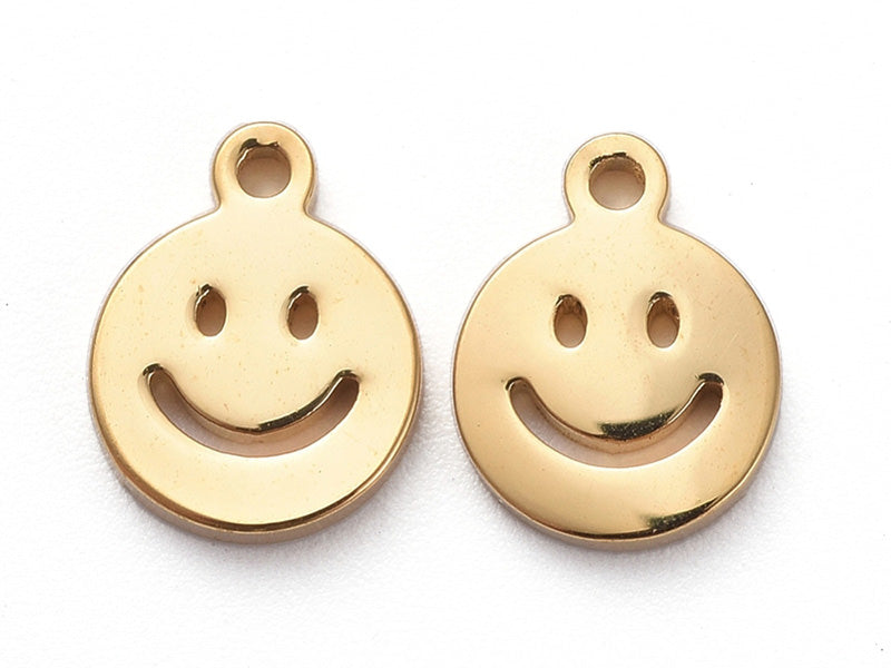 achat Pendentif en acier inoxydable 304 doré - pendentif sourire - 8x6mm