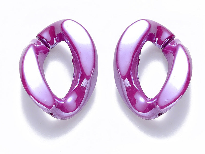 Achat 50 maillons en plastique 23 x 17 mm - à connecter pour création de chaîne - multicolore nacré irisé