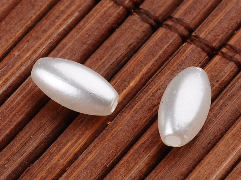 achat 50 perles en plastique - forme riz  - imitation perle de culture - 8x4 mm