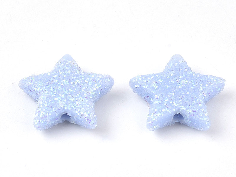 Achat 50 perles en plastique - étoile bleu pailletté - 14 mm