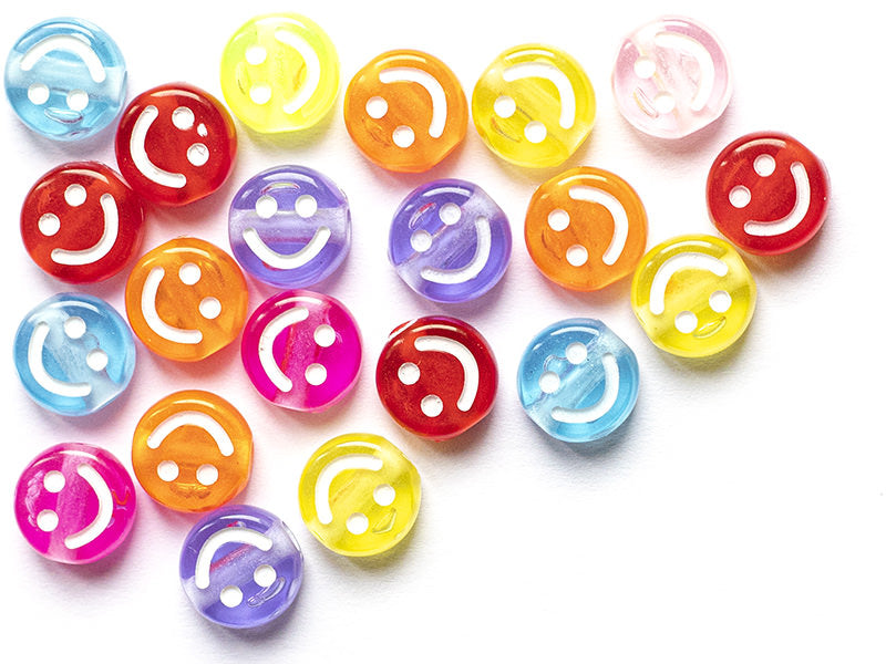 achat 20 perles en plastique rondes symbole sourire -multicolore - 10 mm