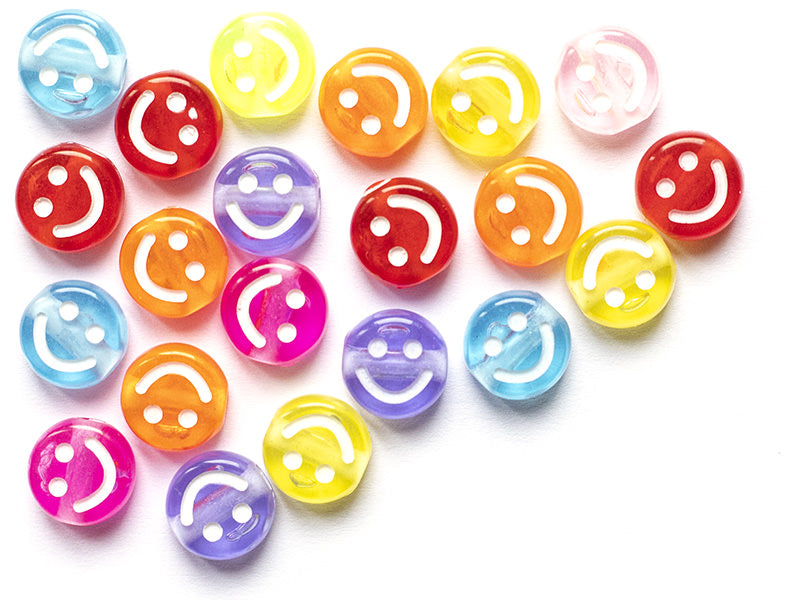achat 20 perles en plastique rondes symbole sourire -multicolore - 10 mm
