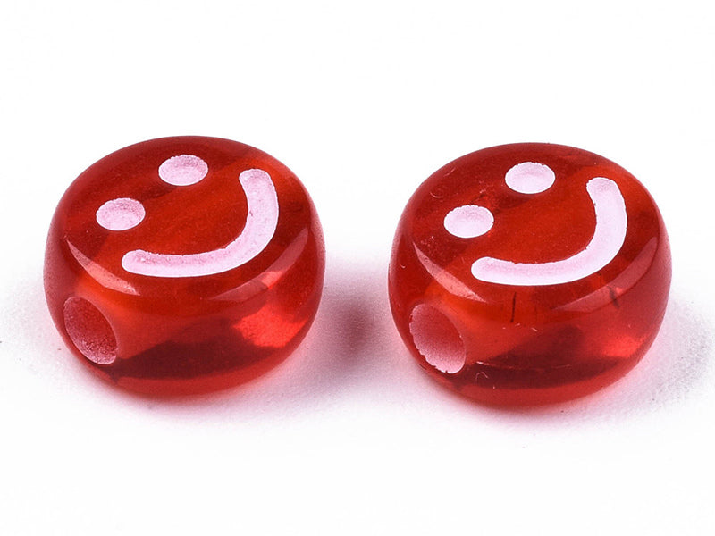 achat 20 perles en plastique rondes symbole sourire -multicolore - 10 mm