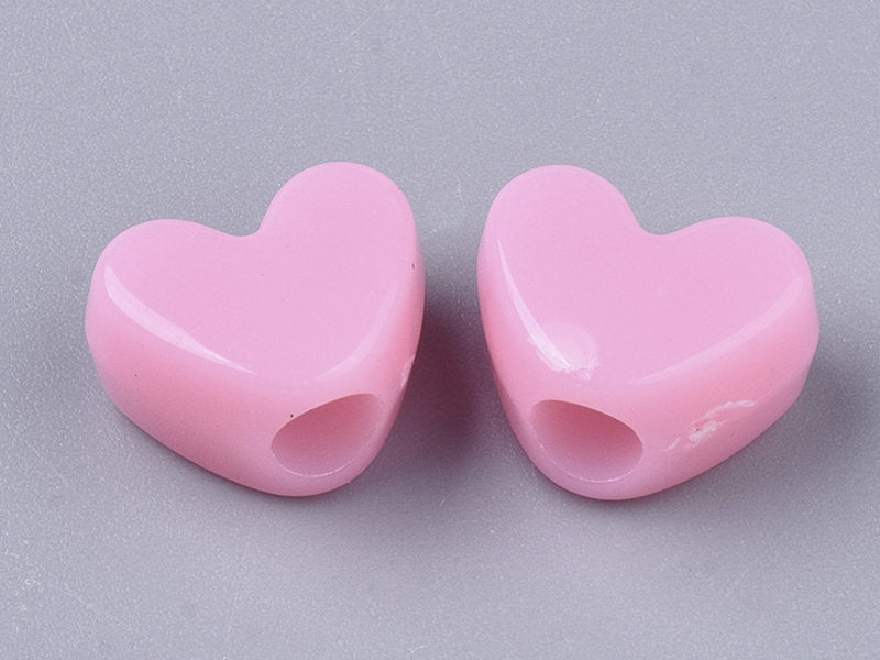 Achat 50 perles en plastique - cœur rose