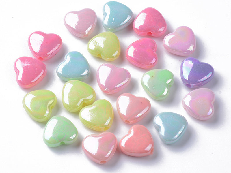 Achat 50 perles cœurs nacrés - 12 mm