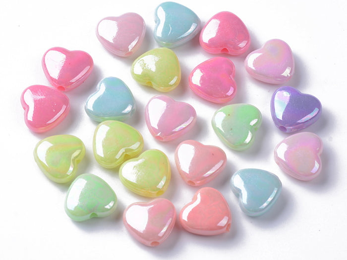 Achat 50 perles cœurs nacrés - 12 mm