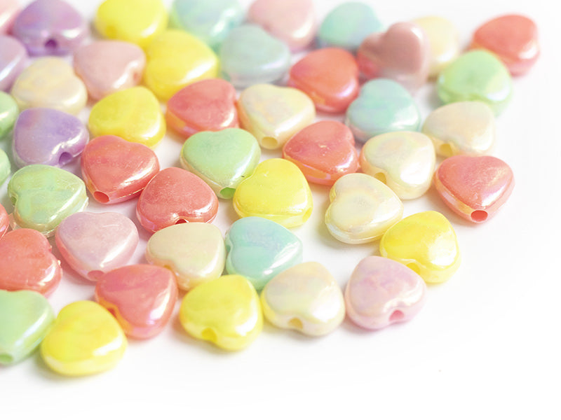 achat 50 perles cœurs nacrés - 12 mm