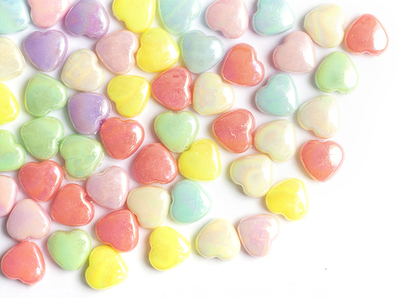 achat 50 perles cœurs nacrés - 12 mm
