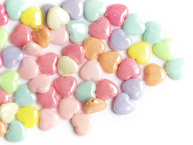 Achat 50 perles cœurs nacrés - 12 mm