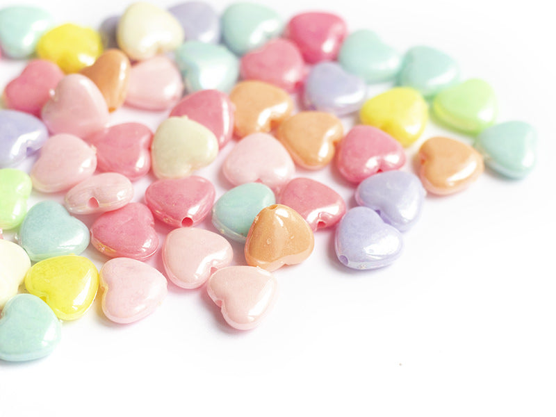 achat 50 perles cœurs nacrés - 12 mm