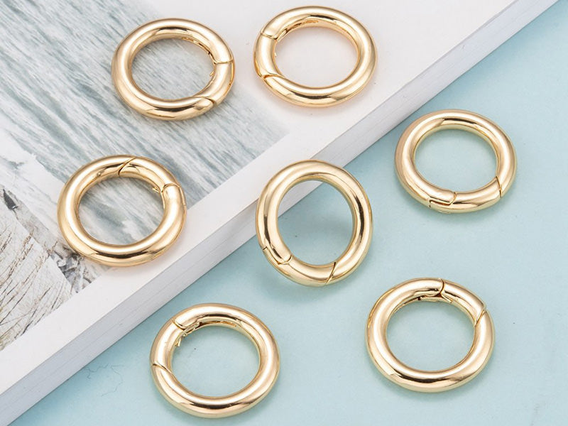 achat Fermoir mousqueton rond - doré à l'or fin 18 K - 15 mm