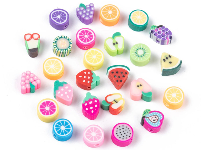 achat 20 perles en pâte polymère - fruits variés